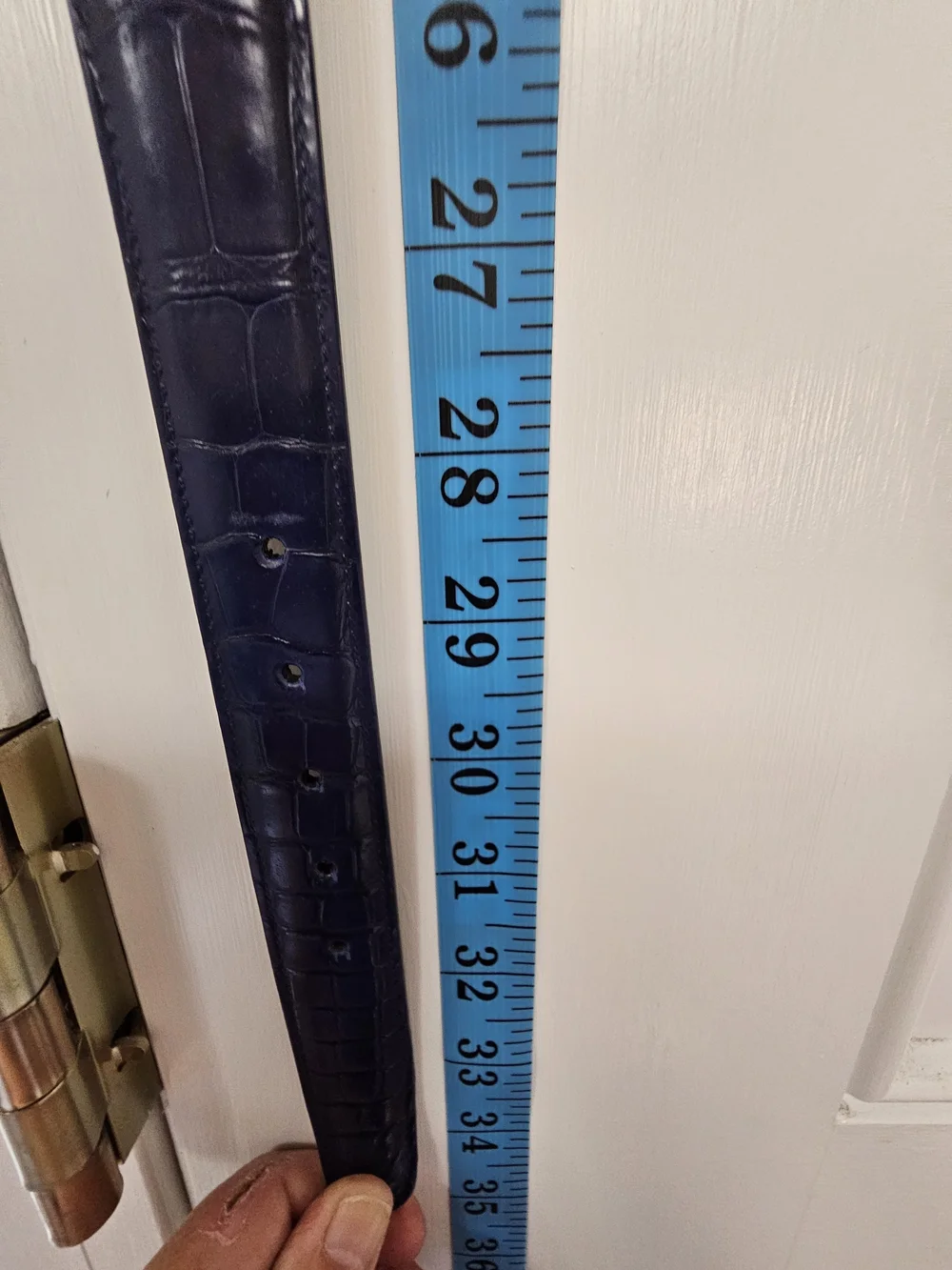 Girls Navy Blue Croc Embossed Leather Belt - Size 10